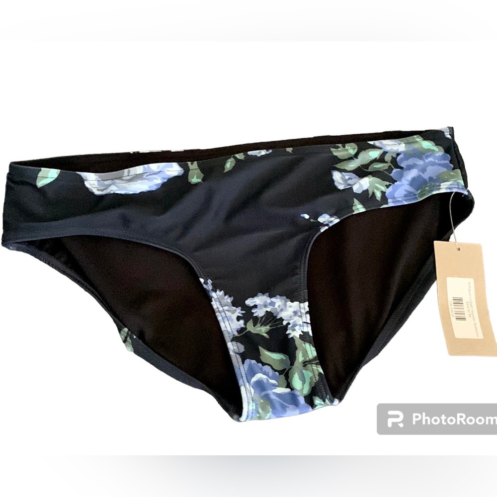 Albion Fit Swim bikini bottoms Antigua Hipster Cobalt Blue Floral Medium NWT $64